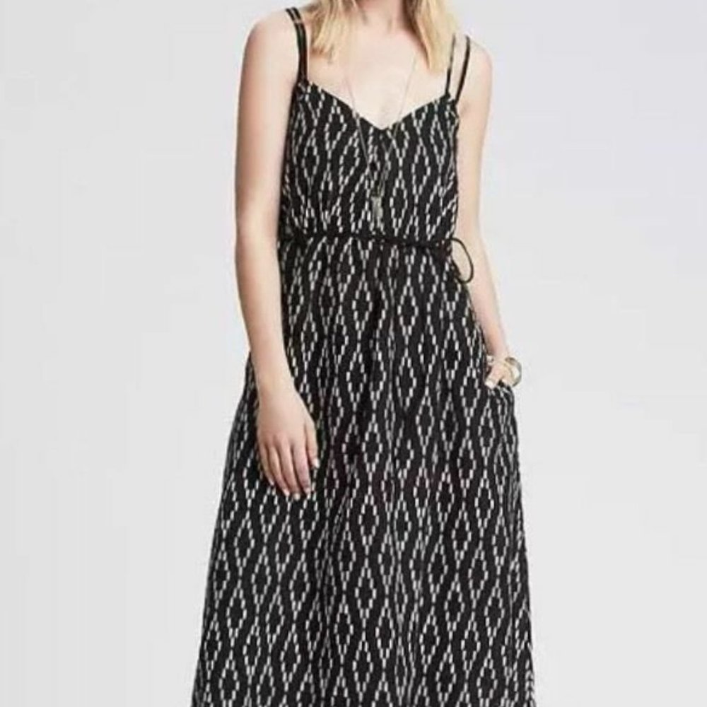 NWT Banana Republic Ikat Patio Dress in Black  6